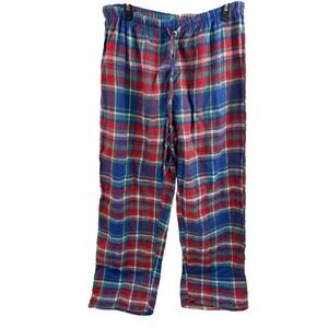 Mayfair Pajama Pants 1X Red Blue Green Plaid Flannel Drawstring Women